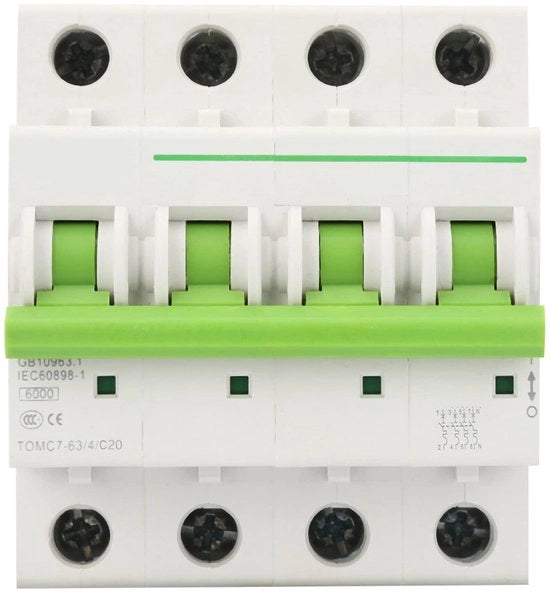 Dispositivo di Protezione da Sconnessione - 4 Poli - Protezione da Surrota - 20A - Interruttore a Contatto - Adatto per Illuminazione Residenziale - 380V/415V AC