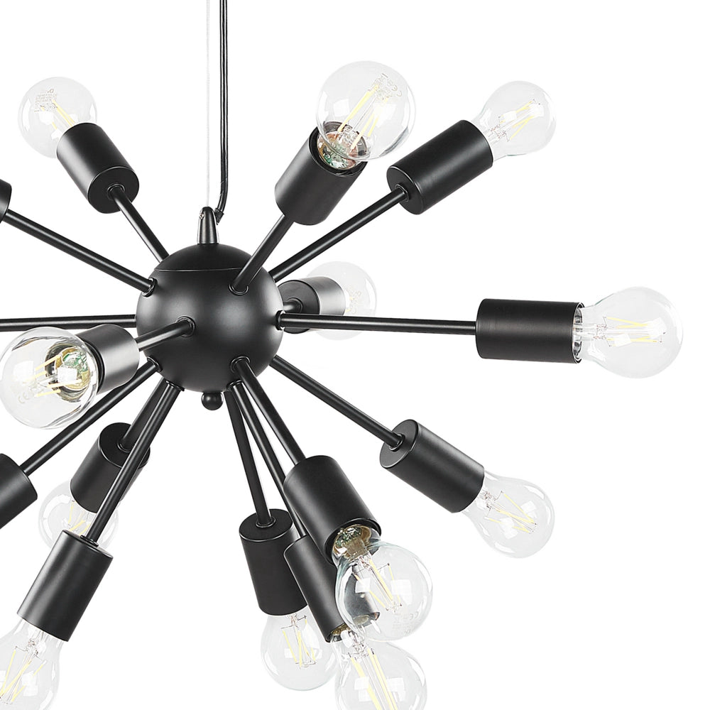 Lampada a Sospensione Metallo Nero 115 cm 15-Lampadina Apparecchio Illuminazione Ambientale Esposta