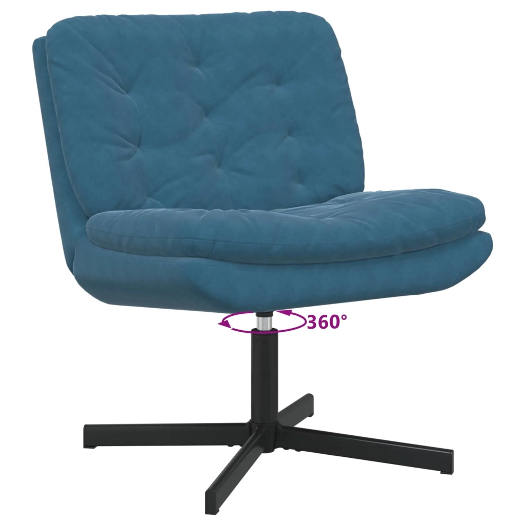 Poltrona Relax con Base-Poltroncina Girevole Blu 63 x 75 x 76 cm Velluto