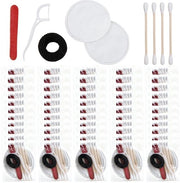 Set di specchiere da bagno di alta qualità - 100 pezzi - Articoli da bagno - Dischetti di carta igienica - Spugne - Fissatori di capelli - Limatore unghie - Realizzato con cotone e plastica di alta qualità - Igienico e soffice