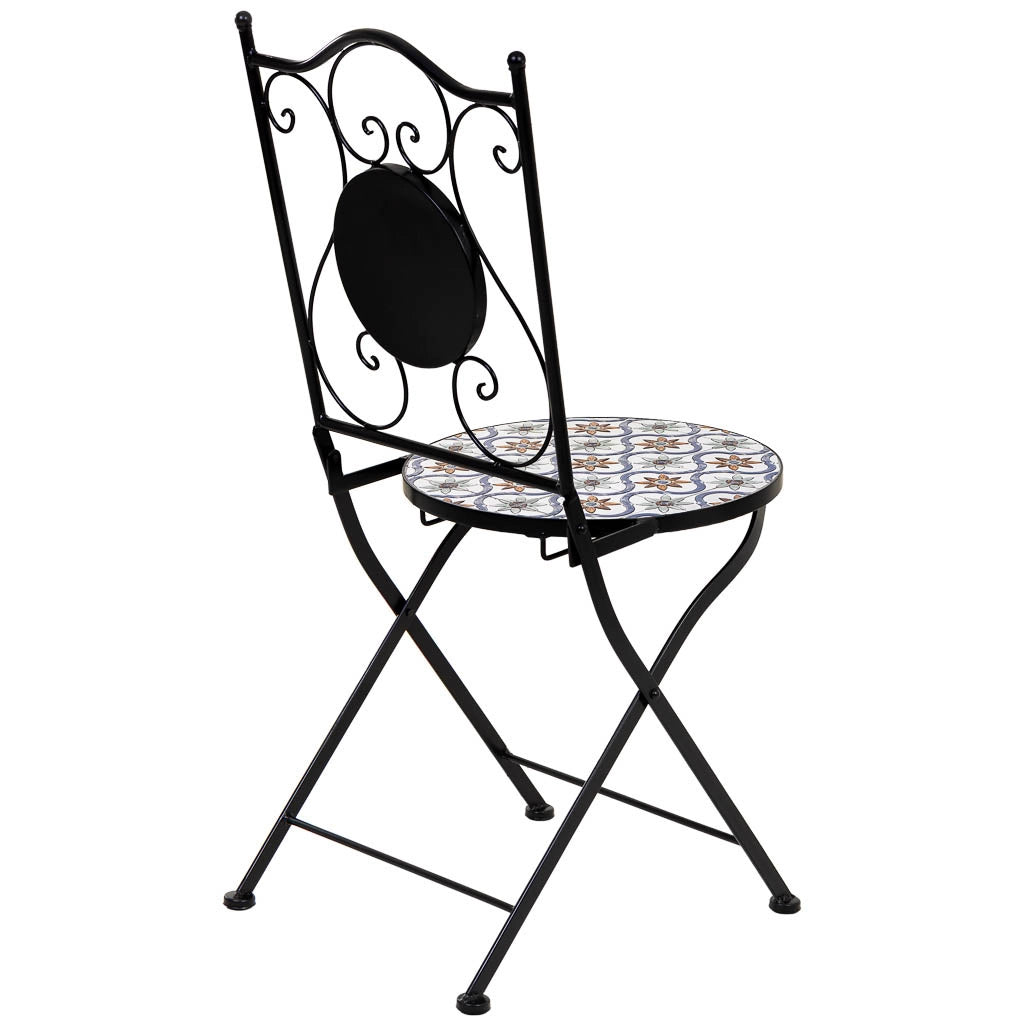 Tavolo + 2 sedie in ferro battuto, D60x75h-sedia(2): D38x46-90h Nero