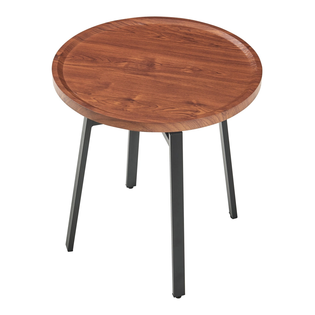 Tavolino Rotondo da Salotto Mippeena AxØ 54 x 50 cm - Nero /Effetto Noce [en.casa]