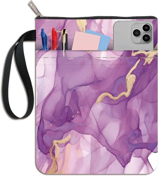Paare Boekshelve in Marmo con Effetto Colori - Protezione per Libri Carta - Materiale Lavabile - Con Cerniera e Cinturino - Regalo per Appassionati di Libri