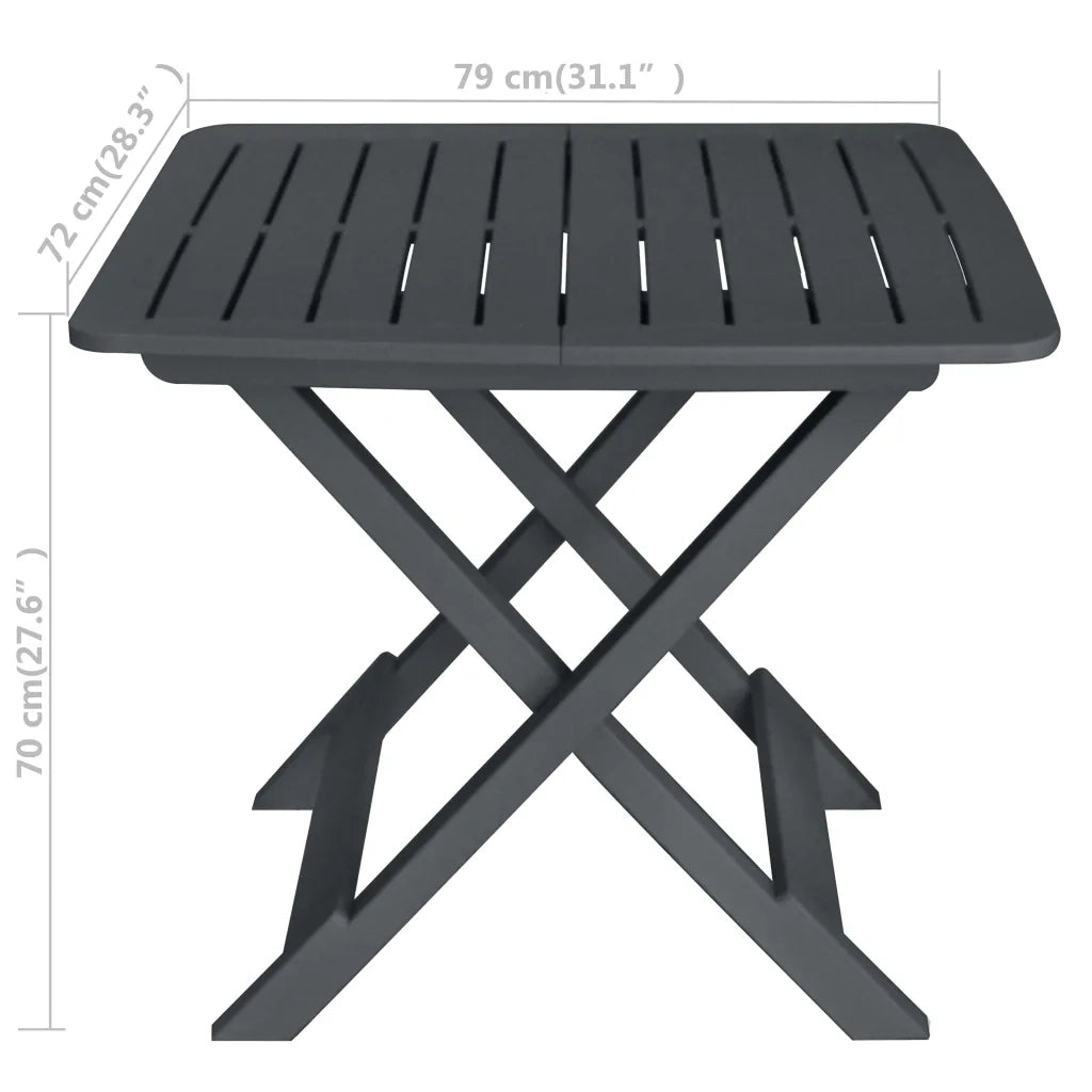 Set da Bistrot 3 pz | Set Salotto da Giardino Pieghevole in Plastica Antracite