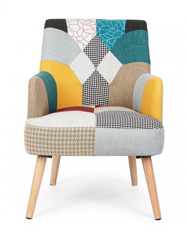Poltrona Imbottita 60x67x79 cm in Tessuto Patchwork