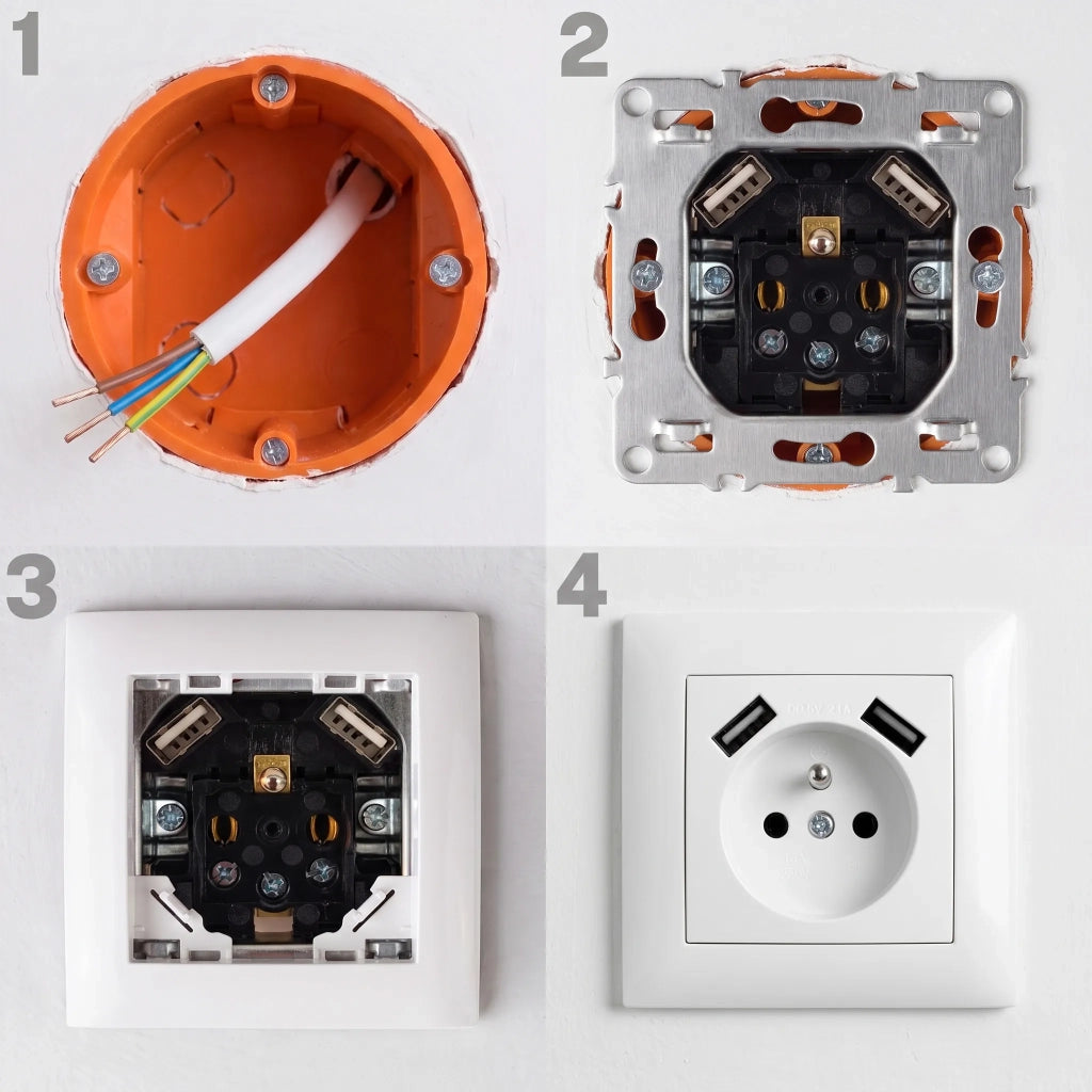 Presa Singola Con Messa A Terra + 2x Usb-a Oste Jnh003-g White