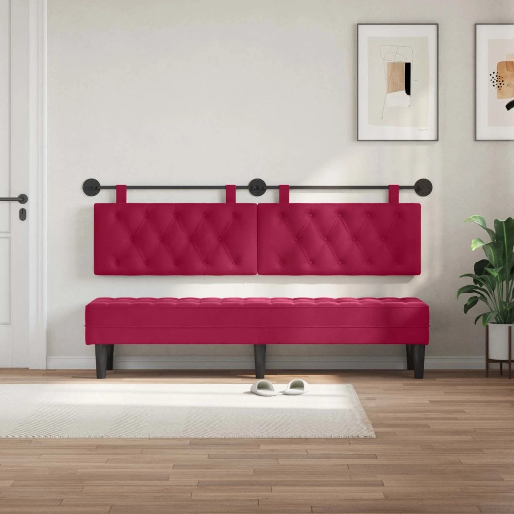 Testiera | Testata sospesa Con luce LED Rosso Vino Velluto