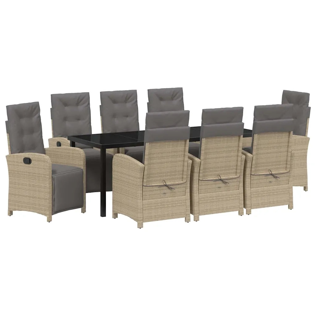 Set da Pranzo per Giardino con cuscino 9 pcs Beige polyrattan 3380343