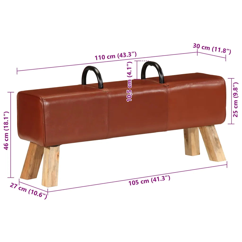 Panca per Esercizi Marrone 110 cm in Vera Pelle CFW4914550