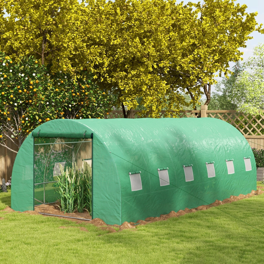 Serra Tunnel 6x3x2 m ¨C zephmum ¨C Verde con Finestrini a Rete e Porta Avvolgibile