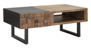 Tavolo da Caffé Rettangolare Mumbai 110x60x43 cm in Legno di Acacia e in Ferro Marrone e Nero