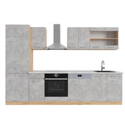 Cucina componibile R-Line Calcestruzzo/Rovere dorato 300 cm, PL Marmo Vicco