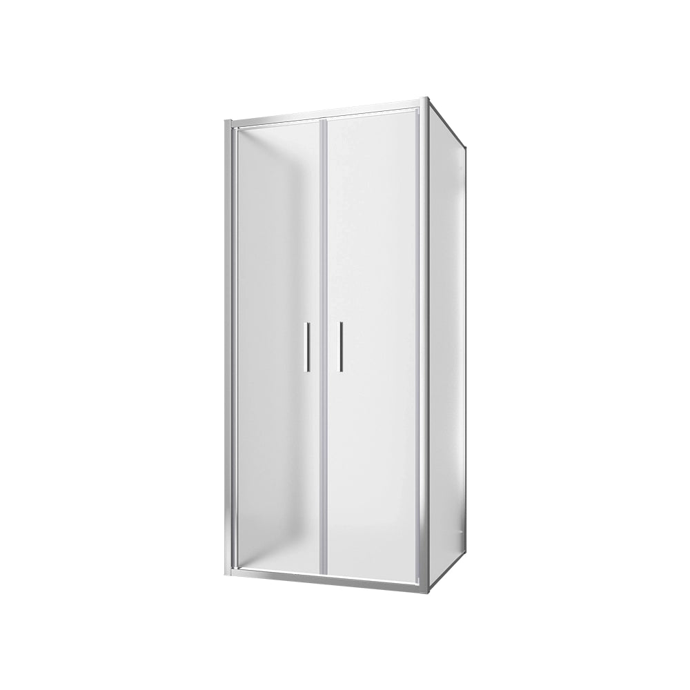 Box doccia tre lati 80x70x80cm con porta saloon profili cromati e vetro 6mm opaco h190 | Portofino