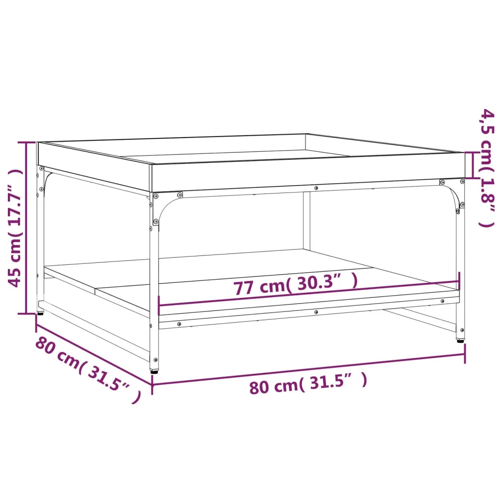 Tavolino Grigio Sonoma 80x80x45 cm in Legno Multistrato e Ferro 832816