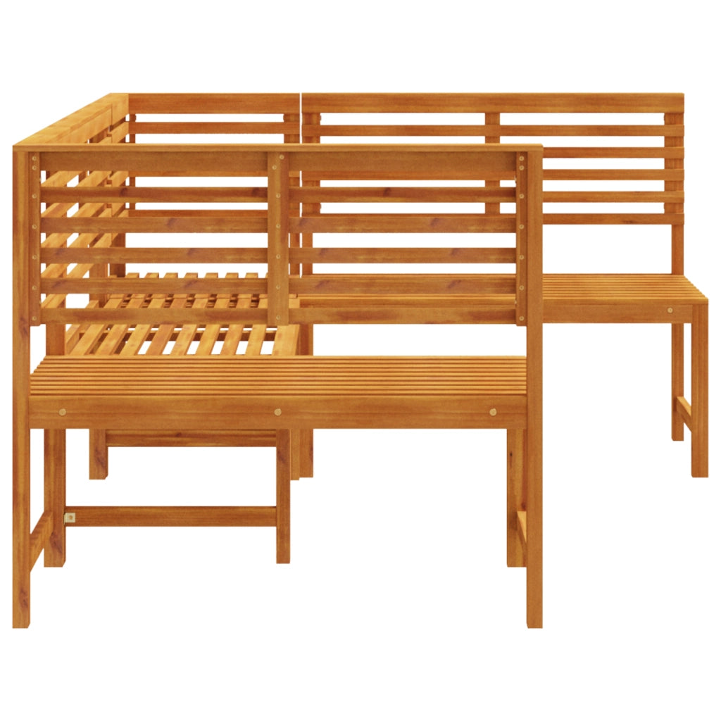 Set Panchina da Giardino in 3 Pezzi in Legno Massello di Acacia