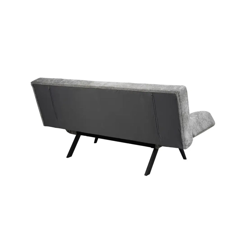 Divano letto SALVORA - Tessuto grigio - Materasso in schiuma integrato - Struttura in legno - Design compatto e pratico
