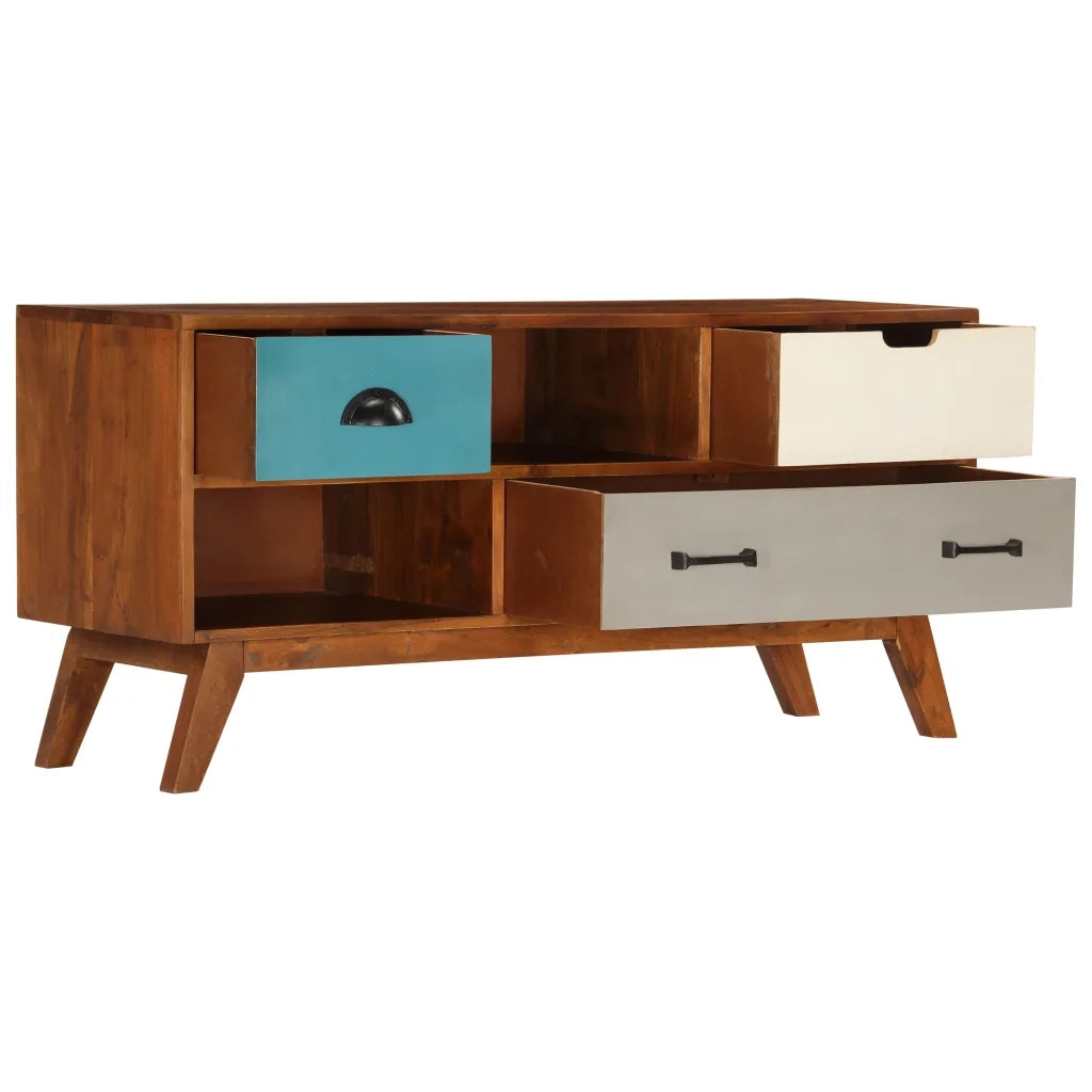Mobile Porta TV 3 Cassetti 110x35x50cm Legno Massello di Acacia cod mxl 17020