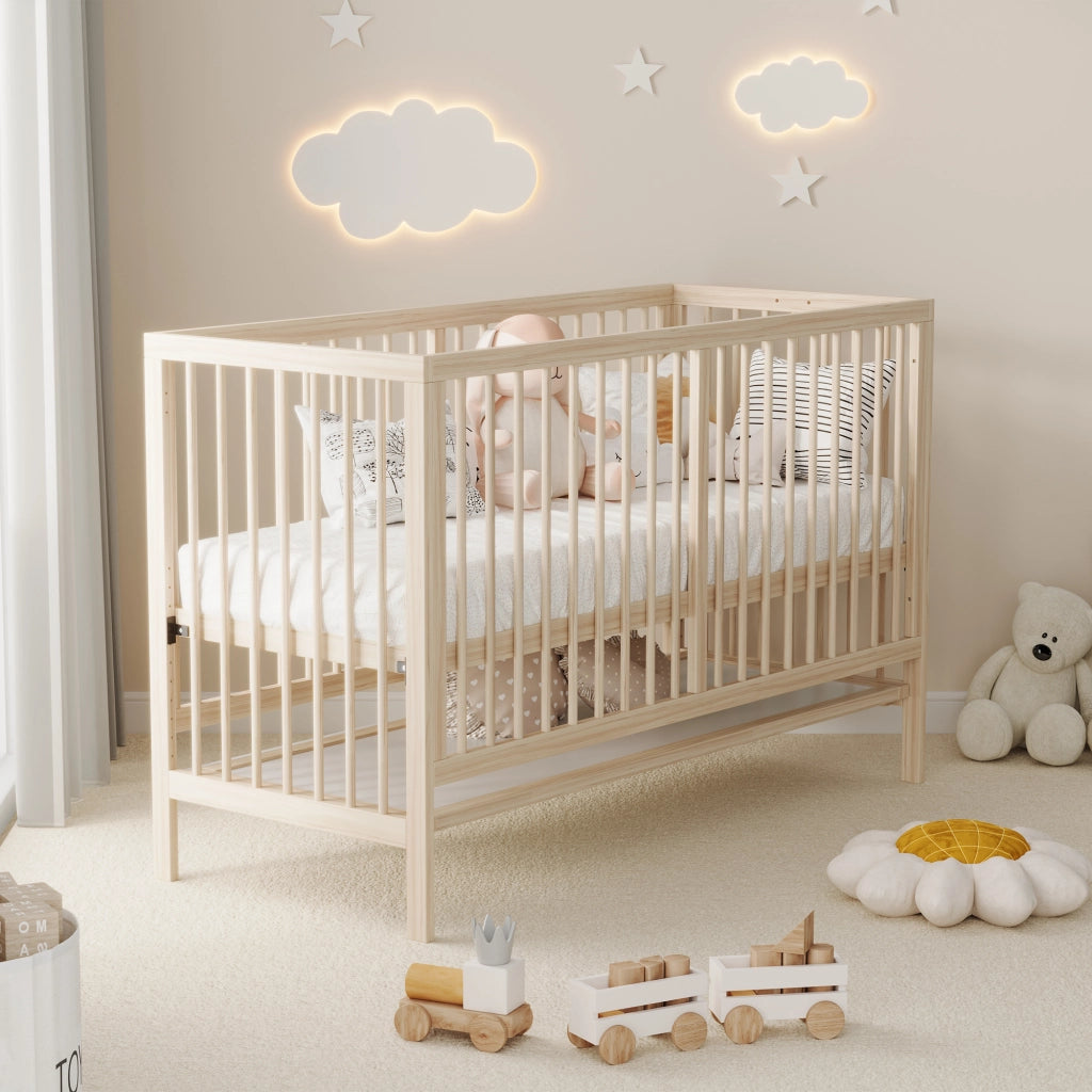 Letto per bambini 140 × 60 cm convertibile in letto laterale e scrivania, senza materasso, legno massiccio naturale