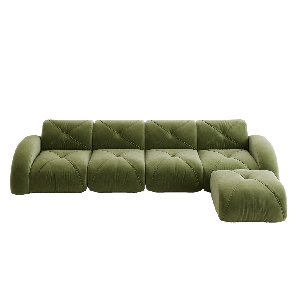 Divano modulare in ciniglia verde 358x171 cm HOMVRA