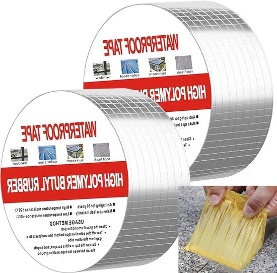 Tappeto Bituminoso Idrorepellente Autoadesivo 5 cm x 5 m - Tappeto di Sigillatura per Fessure di Copertura e Danni di Superficie - Resistente al Calore - Esterno e Interno - (5 x 5)
