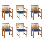 Sedie da Giardino 6 pz con Cuscini Blu Reale Massello di Teak cod mxl 8341