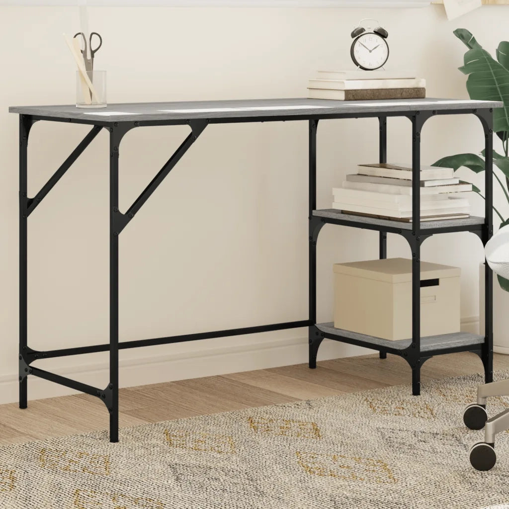 Scrivania | Tavolo da Ufficio Grigio Sonoma 120x50x75cm Metallo e Legno Multistrato