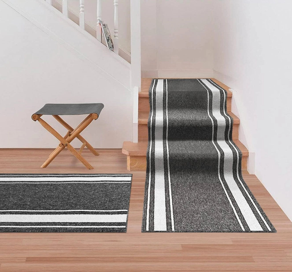 Tappeto Scala Passatoia Ingresso Corsia Scale Antiscivolo Stile Classico Grigio 67x40 cm