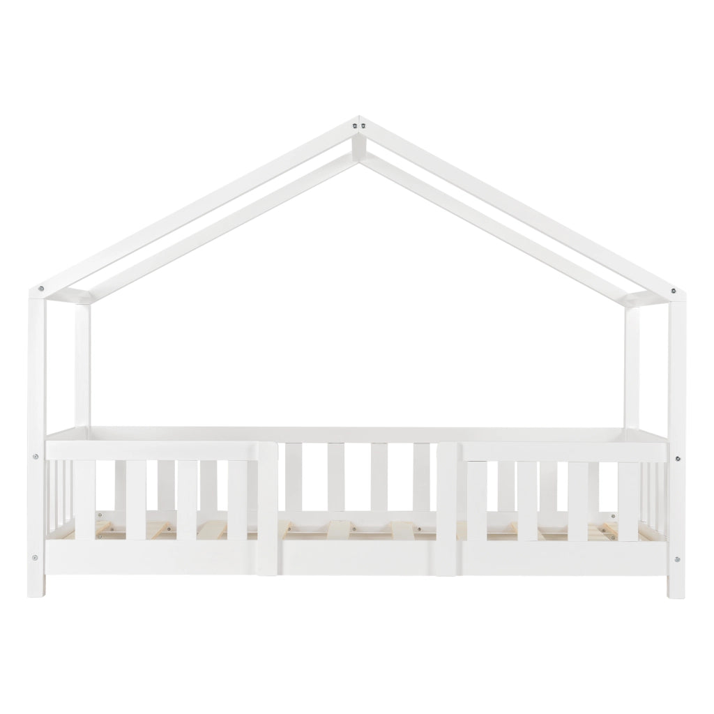 Letto per Cameretta Treviolo a Forma di Casetta 70x140 cm Bianco [en.casa]
