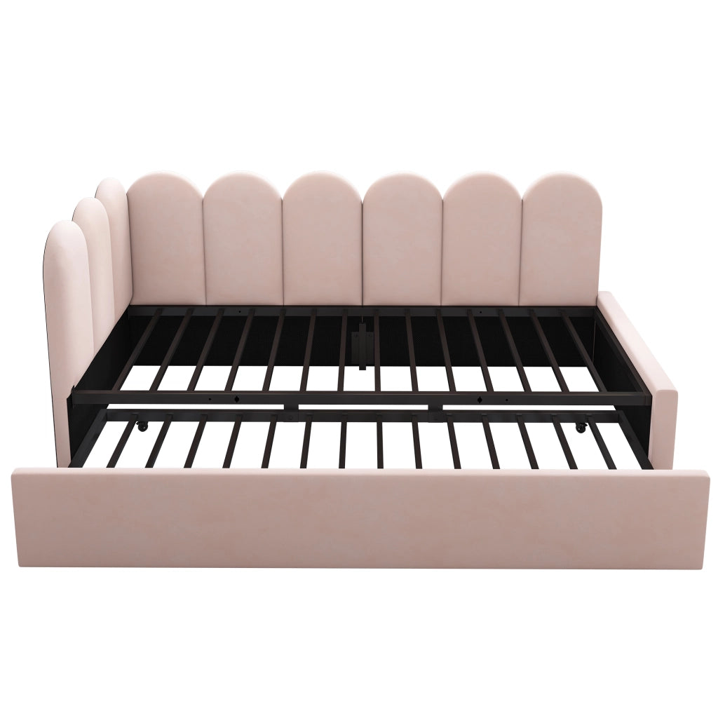 Daybed singolo – 90x200 cm – estraibile 90x190 rete – velluto rosa