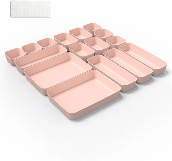 Organizzatore per Lavello - 16-compartmento Cassettone per Cucina, Bagno e Ufficio - Separatore in Plastica con Pannelli in Silicio (Rosso)