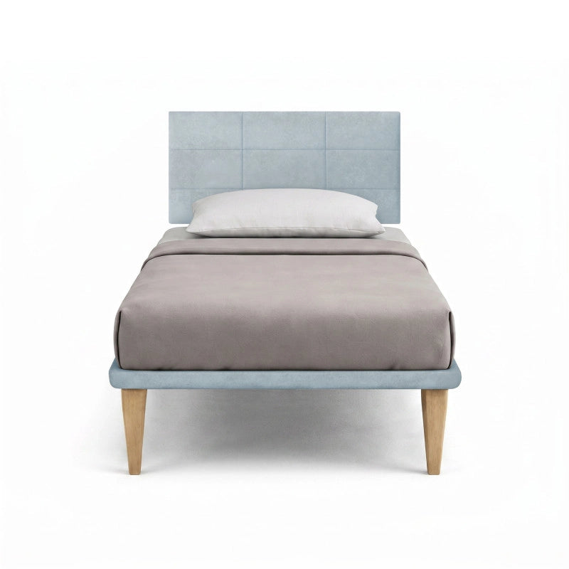 Letto imbottito Piazza e mezzo 120x200 cm Square - Con rete,Microfibra,Azzurro