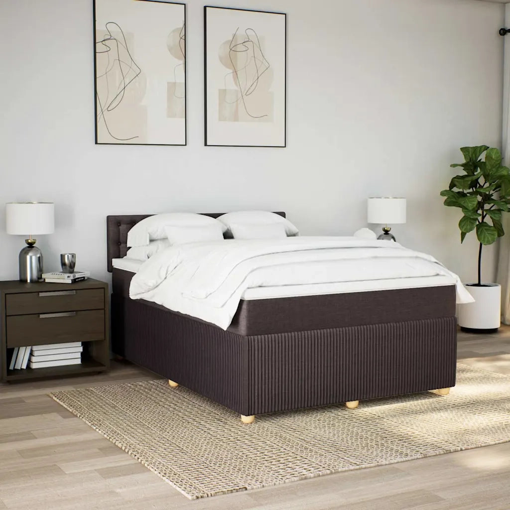 Giroletto a Molle con Materasso Marrone Scuro 140x190cm Tessuto 3287468