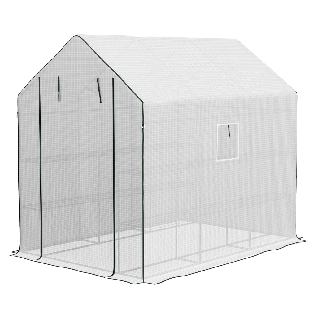 Serra da Giardino con 12 Ripiani Porta a Rullo ¨C zephmum ¨C 140x213x190 cm Bianco
