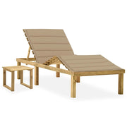 Lettino prendisole sedia a sdraio lettino prendisole letto da giardino mobili da esterno per patio 200 cm con tavolo e cuscino pino impregnato 02_0012688