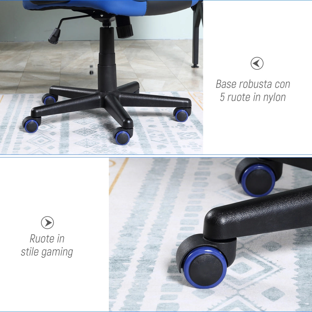 EasyComfort Sedia da Gaming Poltrona da Ufficio Girevole con Rotelle in Similpelle