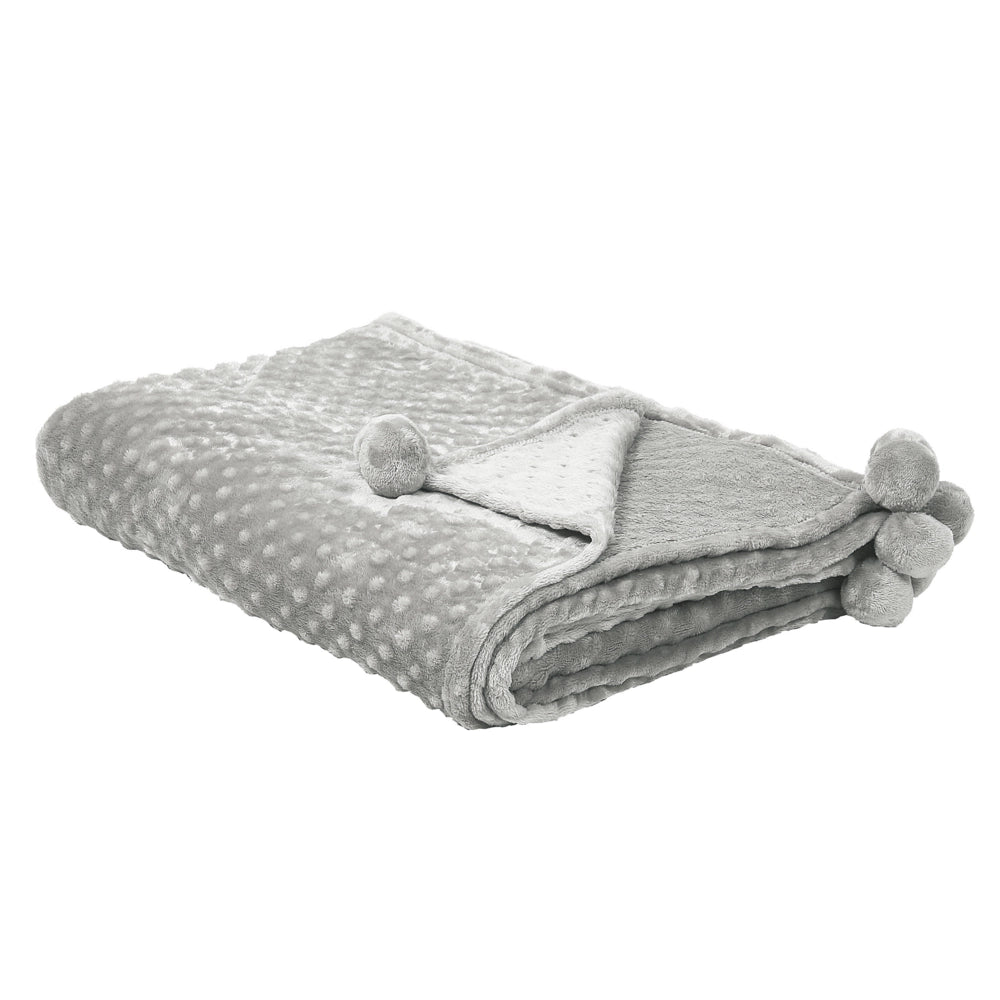 Coperta Grigio Chiaro Plaid 150 x 200 con nappe Texture Popcorn Morbido Copriletto