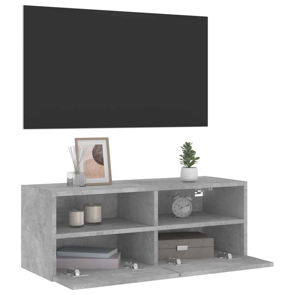Mobile TV a Parete-Mobile TV a Muro Grigio Cemento 80x30x30 cm Legno Multistrato