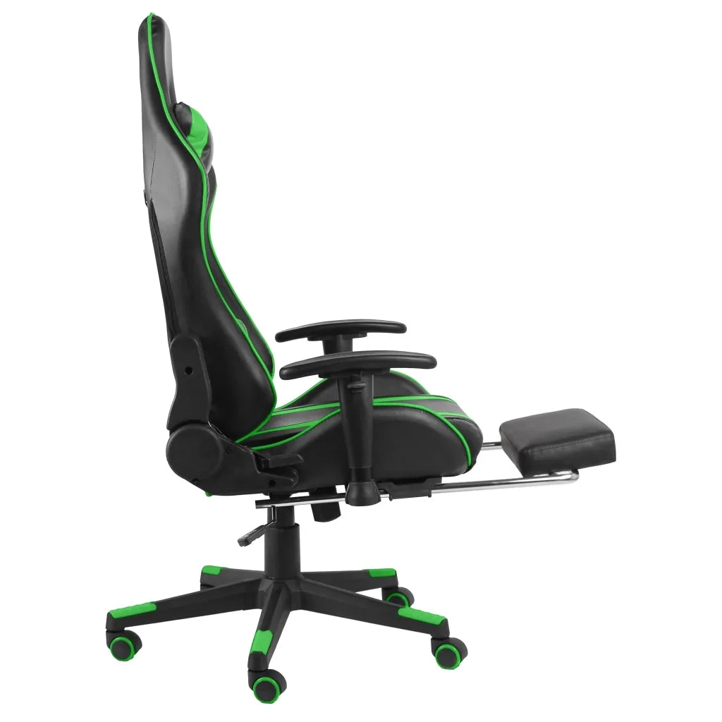 Sedia da Gaming | Sedia da e-sports Girevole con Poggiapiedi Verde in PVC