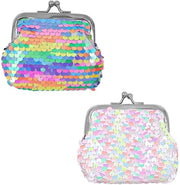 Borsa Portafoglio Mini - 2 Pezzi - Pailletten - Chiusura Kiss-Lock - Ragazze - Leggera Nylon - 9x7 cm - Portafoglio Miniature