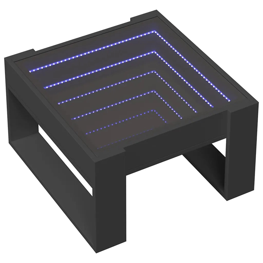 Tavolino da salotto | Tavolino da caff¨¨ | Tavolino da Soggiorno con LED Infinity Nero 50x53x30 cm