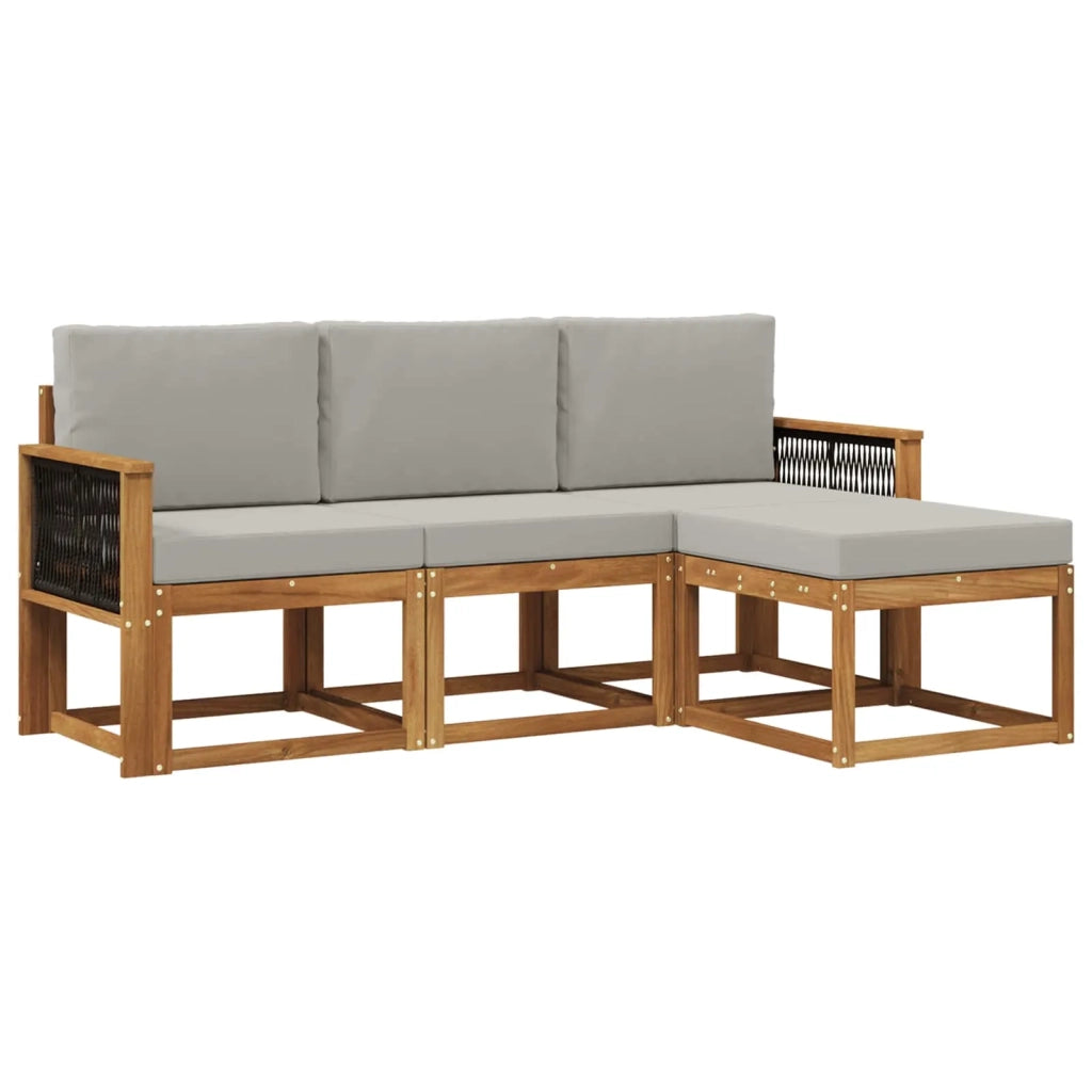 Set di divani da esterno 4 pz Naturale e Grigio Chiaro 3385112