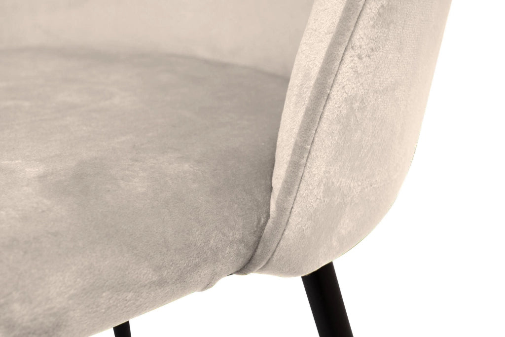 Sedia Achito, Poltrona rivestita in velluto, Sedia da pranzo imbottita, Seduta per riunioni, 51x54h82 cm, Grigio chiaro