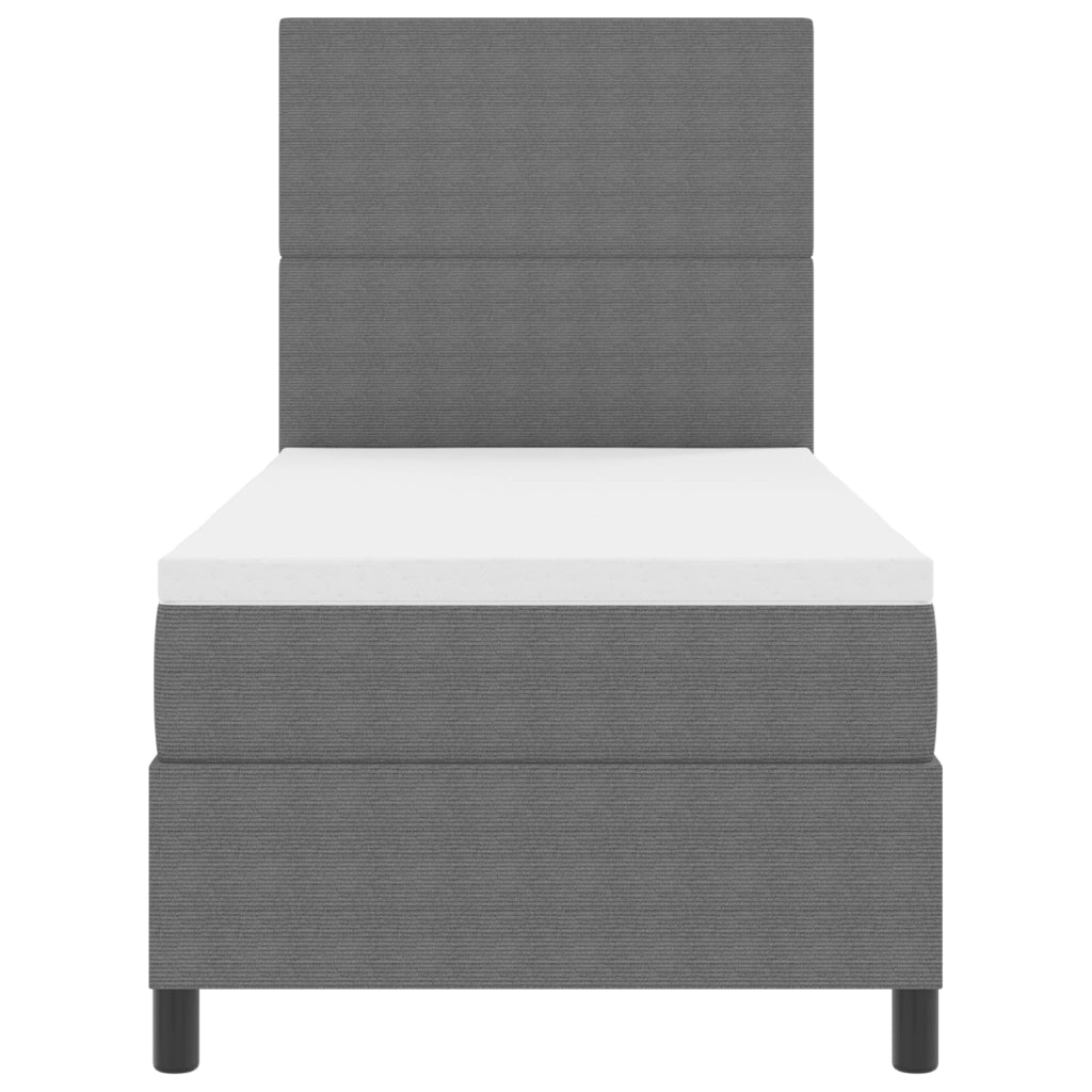 Letto Box Spring con Materasso & Luce LED Grigio 100x200 cm Tessuto in Velluto a Corda