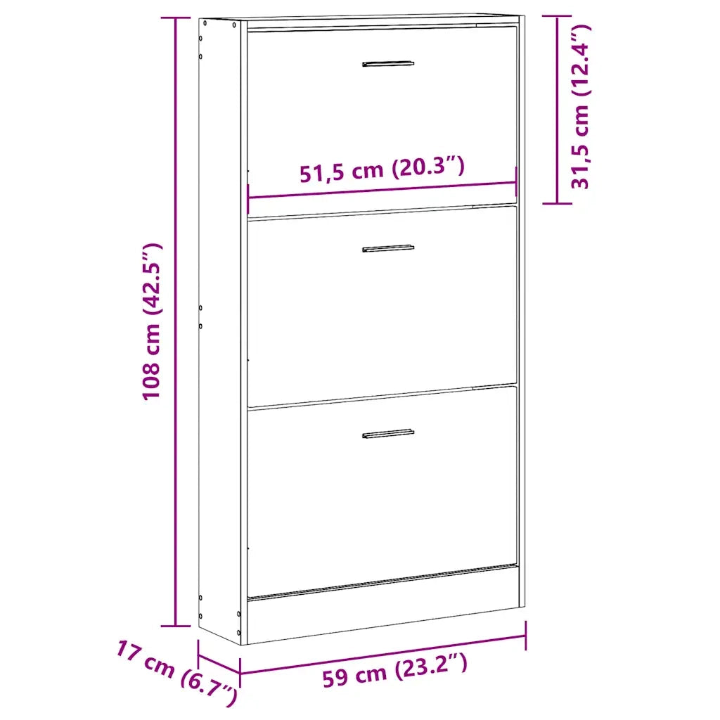 Scarpiera Bianca 59x17x108 cm in Legno Massello di Argilla 342526