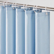 Gordino per doccia 120 x 180 cm Telaio in tessuto di poliestere Resistente alla muffa Idrorepellente Lavabile Tessuto a waffle Blu e grigio con 8 anelli per corda di doccia