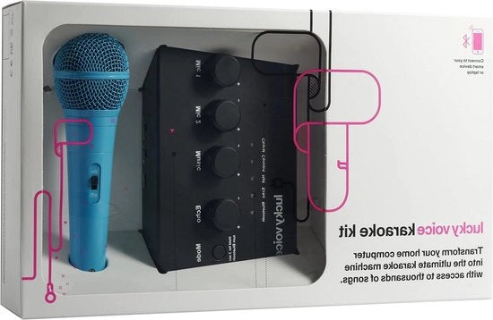 Macchina karaoke e microfono per adulti e bambini - blu - 10.000 canzoni accesso gratuito - kit karaoke portatile - connessione con smartphone tablet - 2.0 (nuova versione 2022)