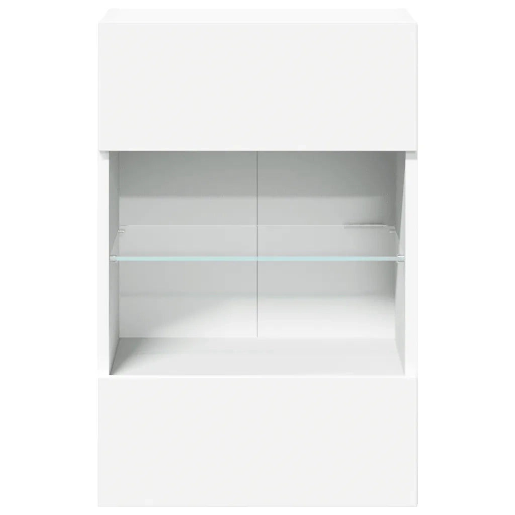 Mobili da parete con luci LED per TV 2pz-Set di 2 Credenza per TV Bianchi 40x30x60,5 cm