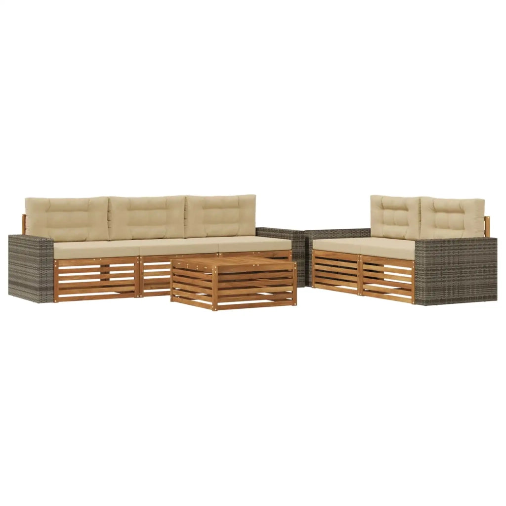 Set di divani da esterno 6 pz Naturale e Beige 3383041