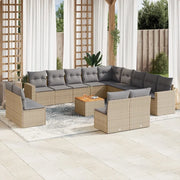 Set Divano da Giardino 14 pz con Cuscini Beige Misto Polyrattan 3256710