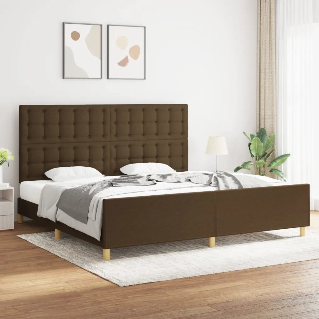 Giroletto con Testiera Marrone Scuro 200x200 cm in Tessuto cod mxl 36509